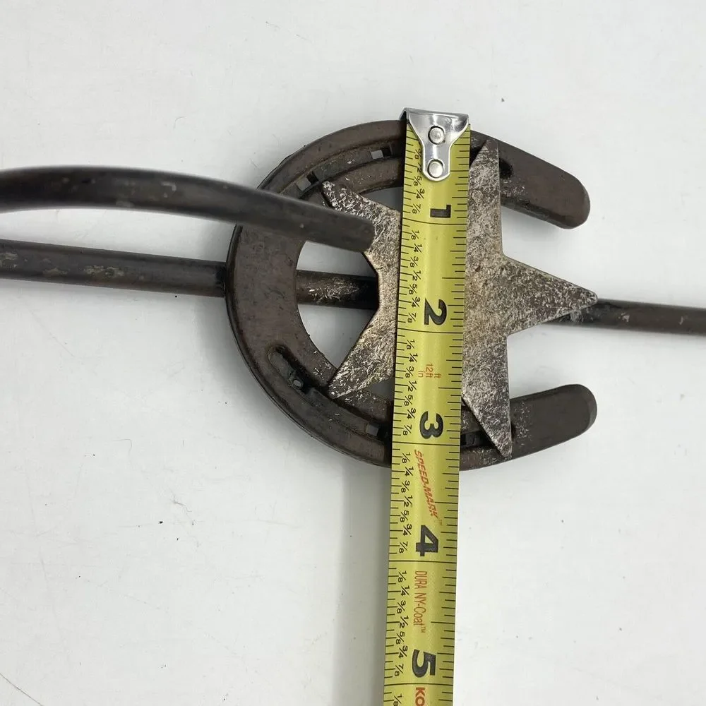 VTG Arrowhead‎ Horseshoe Star Wall Hooks Set 2 Metal Coat Hat Rack Western Ranch